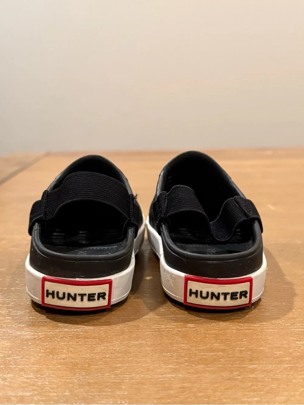 Hunter Toddler Jaime Clog Elastic Slingback Strap Water Friendly Blk/Wht Sz 8